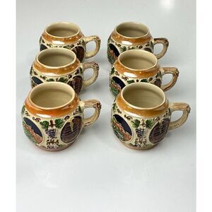 Vintage Marzi & Remy German Castles Punch Cup Mug Set of 6 Wine Grapes Decorativ